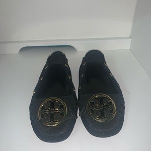 Tory Burch black and gold flat shoes size 5M